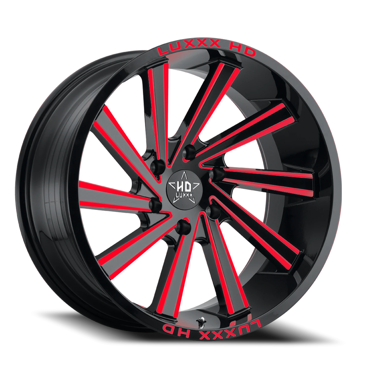 LHD22 20X10 6X139.7 -18 106.1 Gloss Black Red Milling