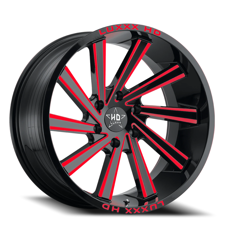 LHD22 20X10 6X139.7 -18 106.1 Gloss Black Red Milling