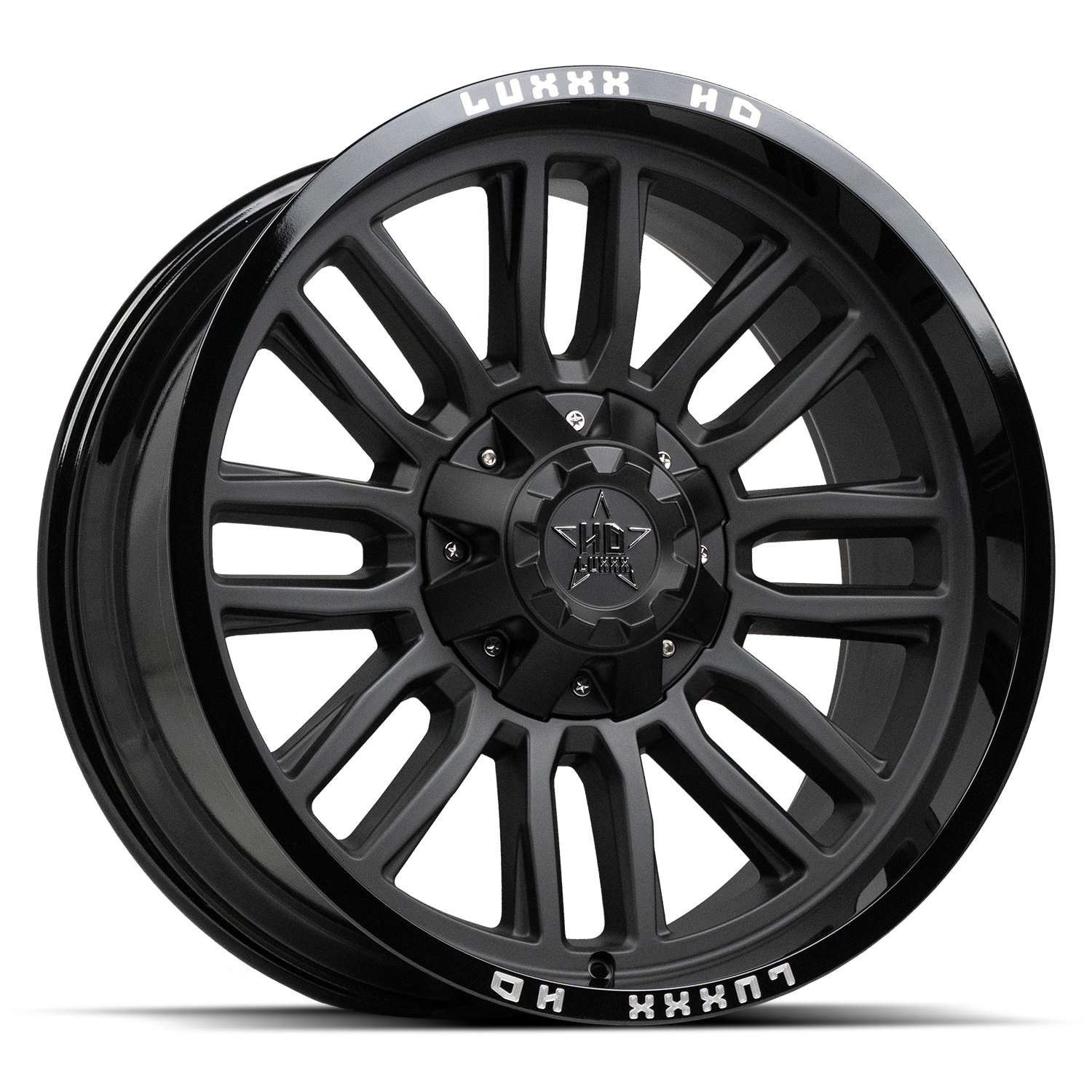 LHD26 22X10 5139.7/150 -18 110 Gloss Black Lip Matte Black Face