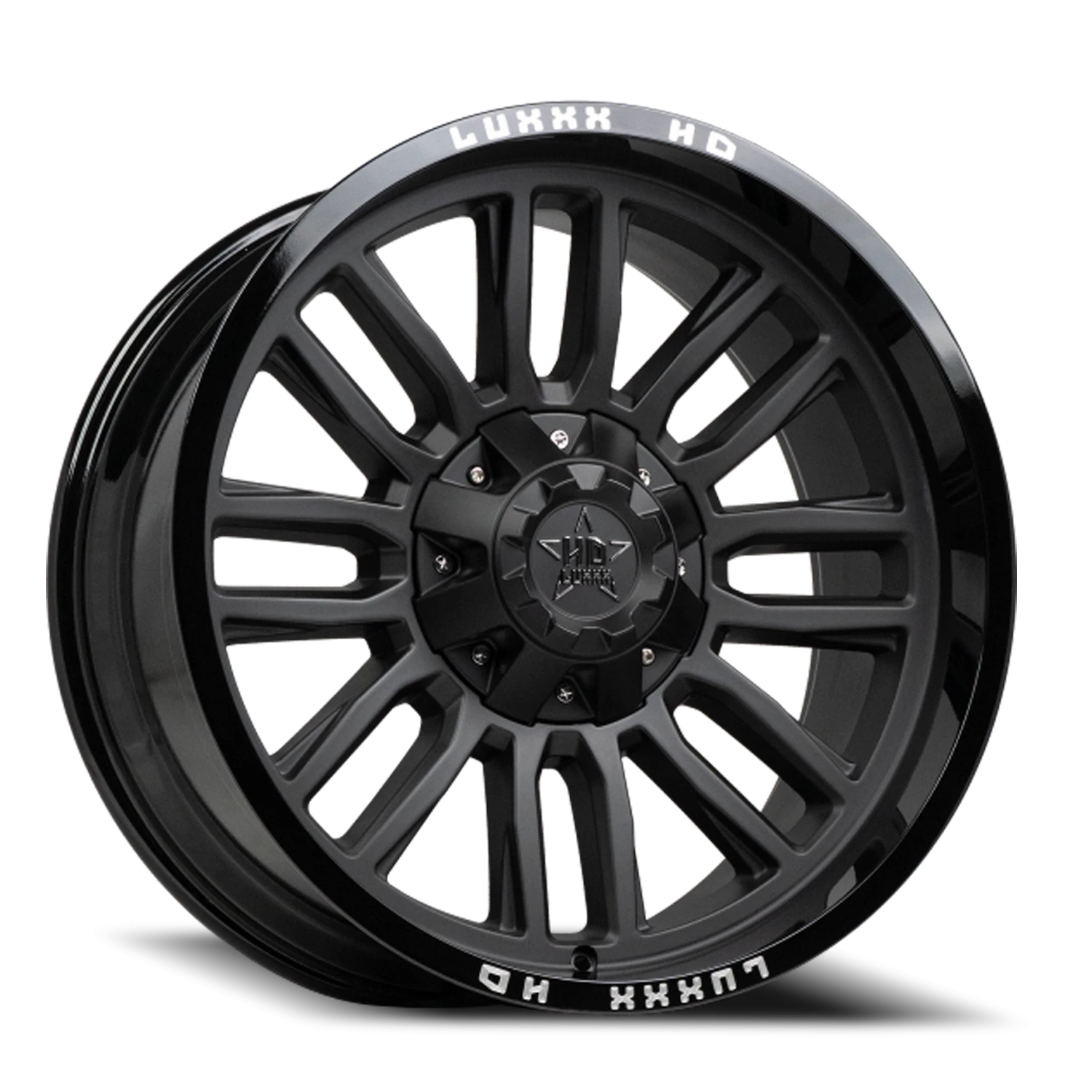 LHD26 22X10 5139.7/150 -18 110 Gloss Black Lip Matte Black Face