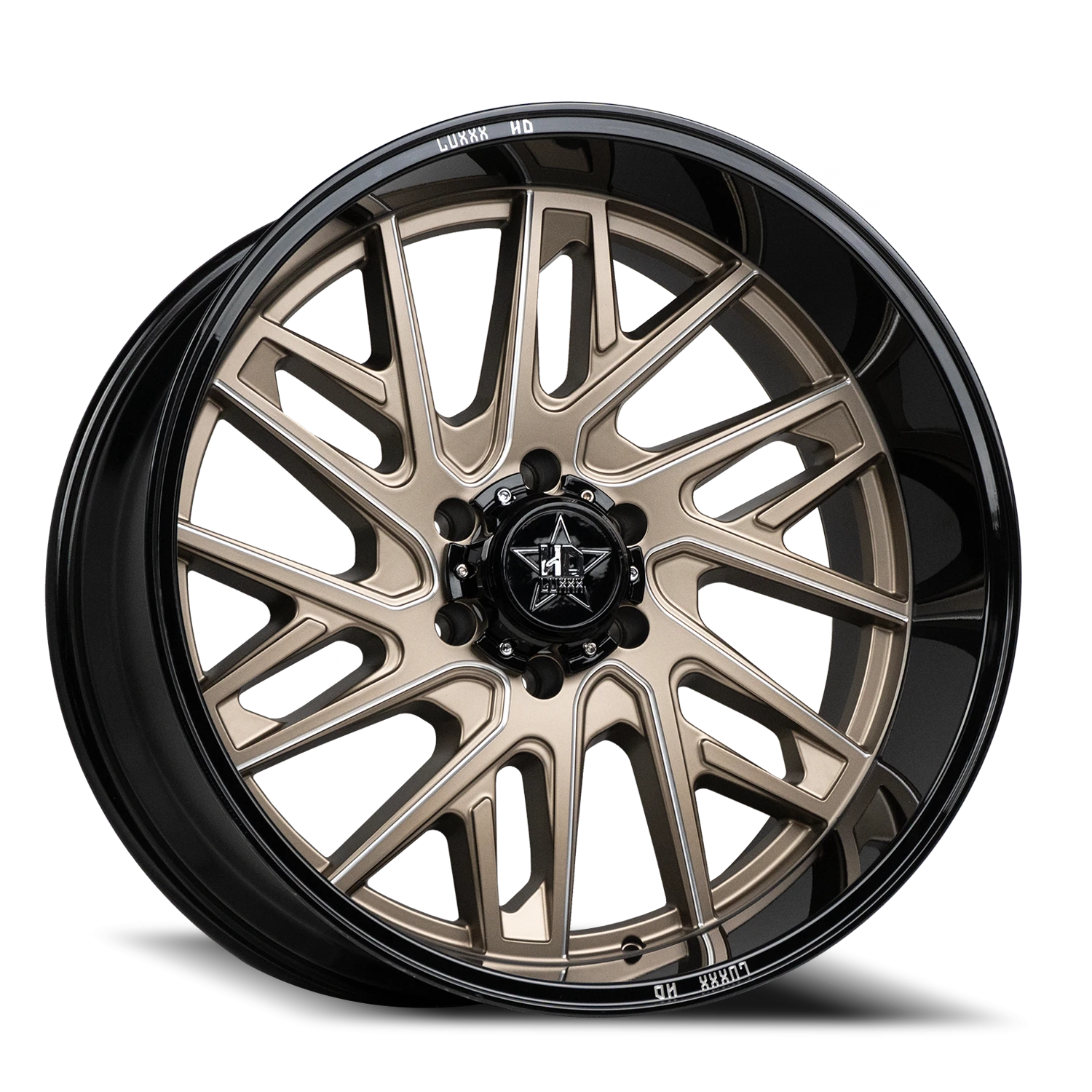 LHD29 22X11 8X170 -33 125/124.1 Gloss Black Lip Satin Bronze Face Milled Edges