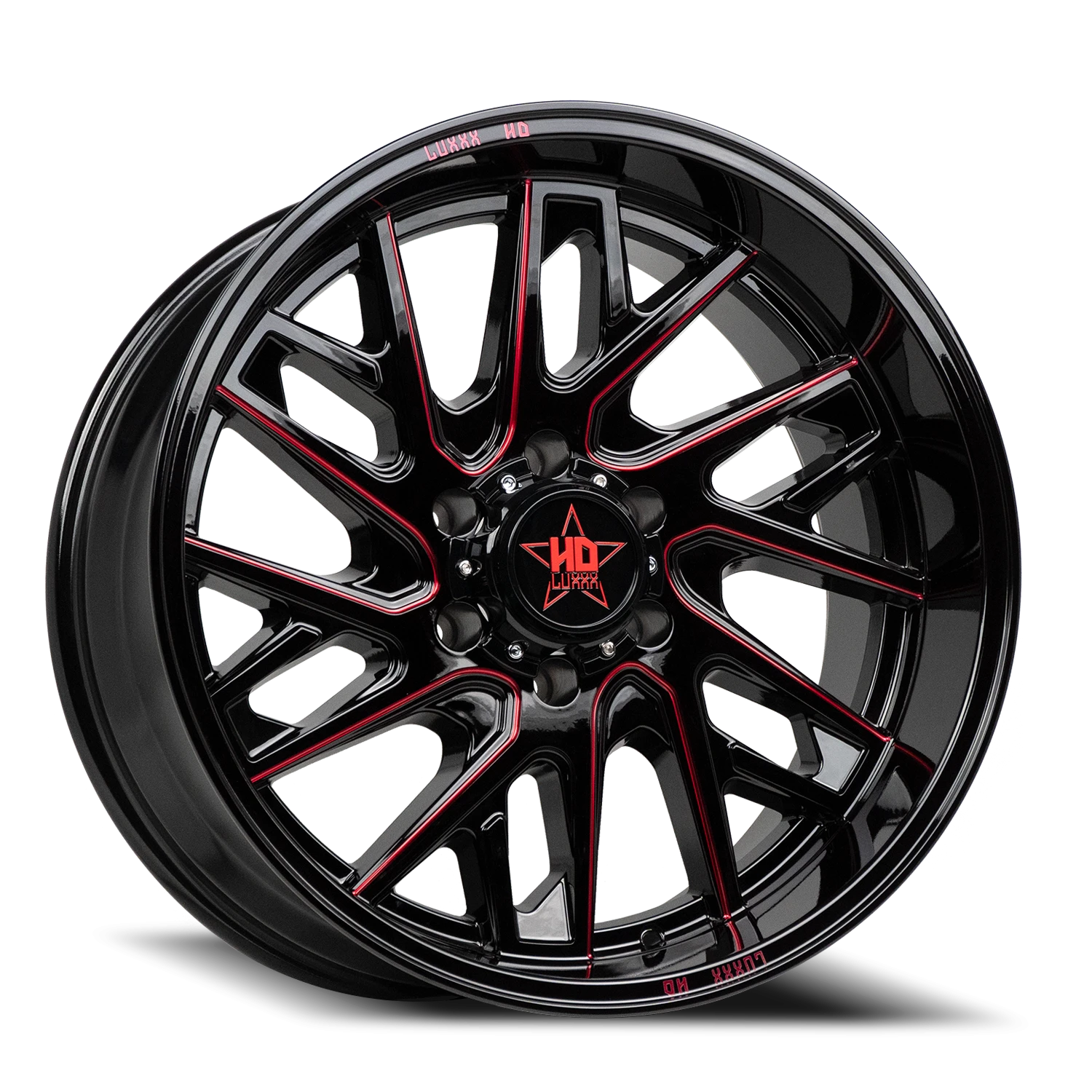 LHD29 20X10 6X139.7 -18 106.1 Gloss Black Red Milling