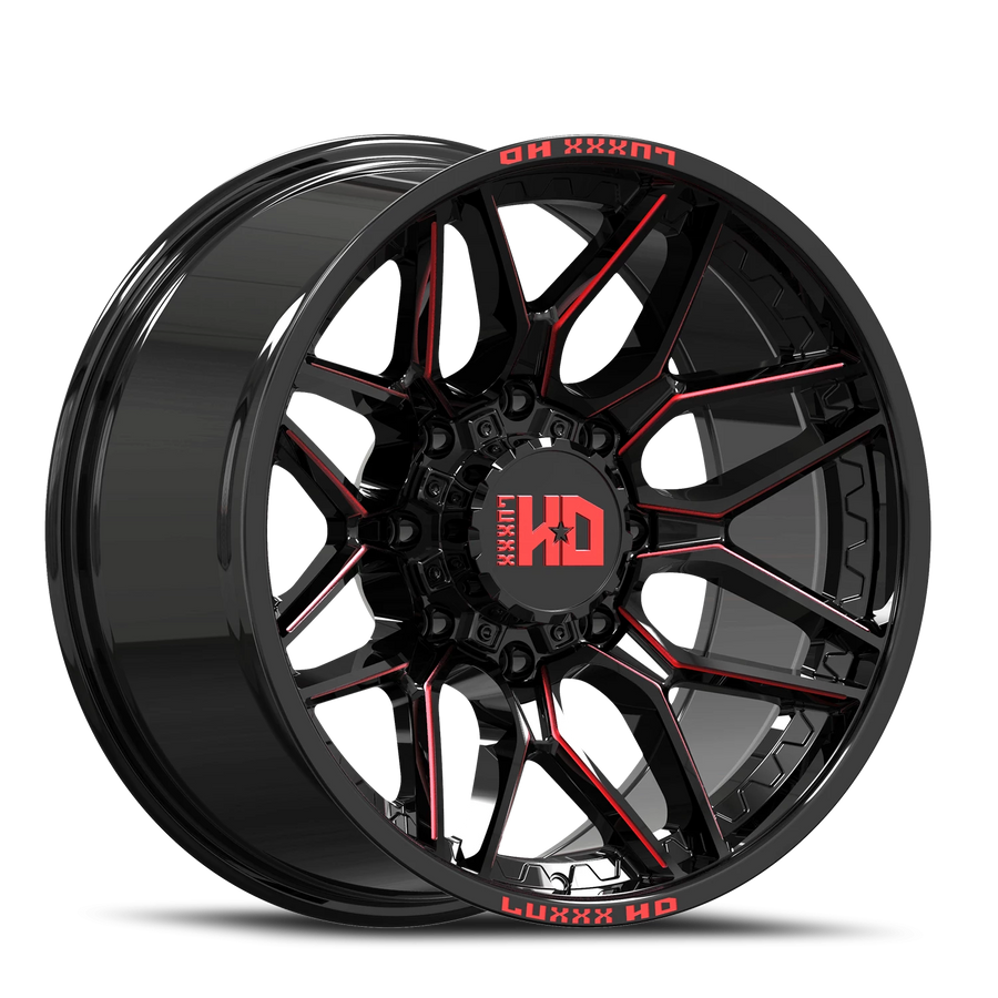 LHD36 20X10 6135/139.7 -19 106.1 Gloss Black Red Milled