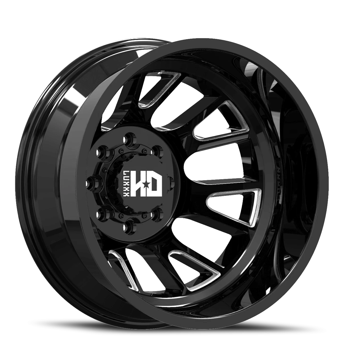 DUALLY HD37 20X8.25 8X165 -192 121.3 Gloss Black Milled (Rear)