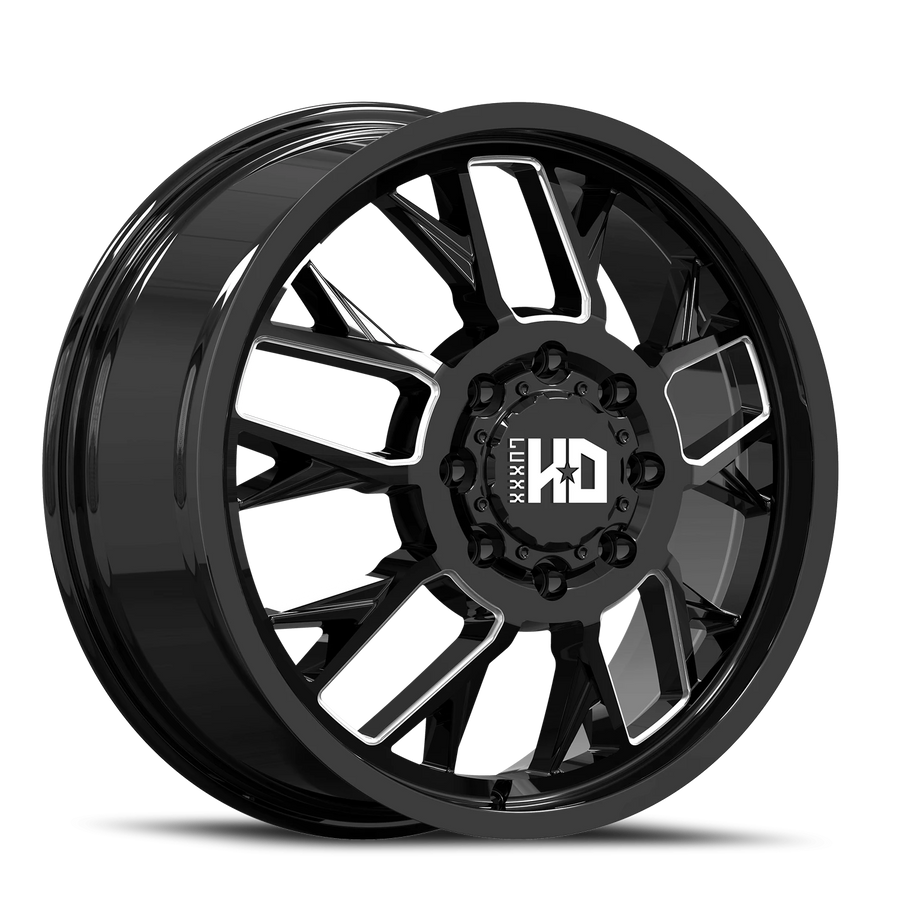 DUALLY HD39 17x6.5 8X200 +129 142 Gloss Black Milled (Front)