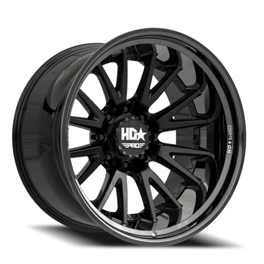 LHDPRO2  24X14 8X165 -76 122.1 Gloss Black Lip Matte Black Face